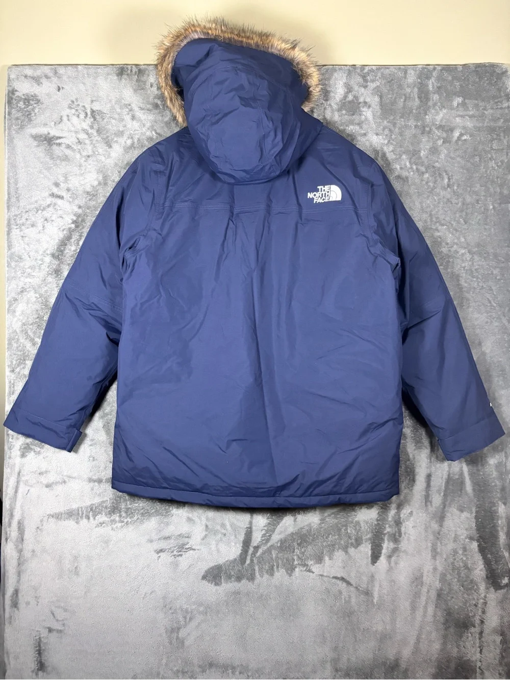 NEW North Face Mens XL McMurdo Parka Puffer Jacket Blue Fur Hood Winter Coat Ski
